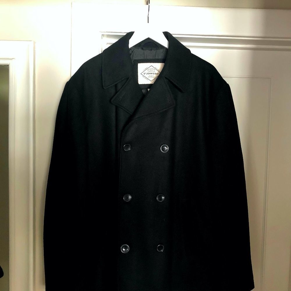 Mens Black wool Pea coat